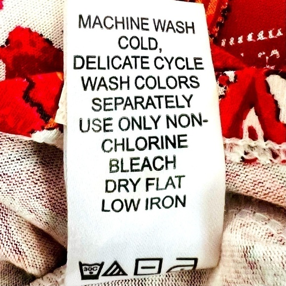 ELLOS Red Paisly Shift Dress Capped Sleeves Scoop Neck 100 Viscose Knee Length M - Picture 12 of 12